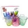 Taza creativa de gota de lluvia colorida seis piezas de vaso de vidrio de color arcoíris taza individual taza de regalo venta al por mayor logo impreso