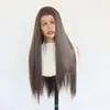 Peruca com front lace estilo europeu e americano 13*4, com repartição personalizável e cores mistas, cabelo longo liso, fibra sintética de alta temperatura