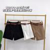 [Con cinturón] pantalones nuevos quintos pantalones medios línea A casual estilo británico cintura alta sueltos delgados pierna ancha shorts para mujer