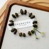 Pulsera de Grano de Café de Cerámica Jingdezhen, Refrescante y que no se decolora, Joyería de Alta Gama para Mujer, Accesorio Versátil de Nuevo Estilo Chino, Mayoreo