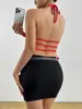 2026 Nuevos Tops de Comercio Exterior, Color Sólido Plisado de Cuello Halter Diseño de Verano para Mujer, Top Exterior sin Espalda con Amarre