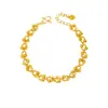 Tienda de Oro Mismo Estilo Pulsera de Oro Chapado Vintage Francés con Pequeños Círculos Dorados Entrelazados para Mujer, Joyería de Mano con Cuentas de Flor Disco, Regalo para Novia