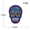 Pegatina de Tela Bordada de Calavera Colorida del Día de Muertos Pegatina Bordada Personalizada de Moda para Computadora Parche Decorativo para Ropa y Bolsas