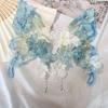 Tocado Hanfu antiguo flor horquilla de flor de seda mariposa grande presión trasera súper hada borla de polilla accesorios combinables