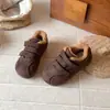 Zapatos de Algodón Retro Estilo Coreano para Niñas 2026 Otoño/Invierno Nuevo Llegada Niñas Velcro Versátil Cómodos Esponjosos Zapatos de Algodón para Exteriores
