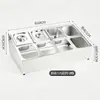 Bandeja de Porção de Aço Inoxidável Transfronteiriça Suporte para Condimentos Caixa de Molho para Cozinha Comercial Rack de Armazenamento Conjunto de Rack de Caixa de Geleia para Buffet