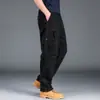Pantalones de trabajo para hombre transfronterizos, pantalones deportivos resistentes al desgaste, pantalones casuales de algodón de pierna recta holgados de talla grande para primavera-verano, multibolsillos
