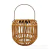 Lámpara solar para césped y jardín exterior, lámpara de ambiente de bambú y ratán, lámpara colgante decorativa retro china, luz nocturna