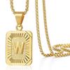 Pingente de tendência retrô de moda europeia e americana, joias femininas de aço inoxidável 18K, marca neutra quadrada, colar com 26 letras em inglês para homens