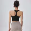 Camiseta de Yoga de Espalda Cruzada para Mujer con Copas Fijas Sujetador Deportivo Integrado Soporte Push-up Sujetador de Fitness Anti-Caída