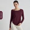 Outono Novo Modal Solto Yoga Roupas Feminino Sexy Ombro Yoga Top Casual Drapeado Esportes Manga Longa