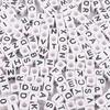 Cuentas acrílicas digitales con letras en inglés de AliExpress, accesorios de joyería para niños, cuentas sueltas cuadradas, 100 unidades