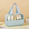 Bolsa de Maquiagem Costurada Estilo Novo, Grande Capacidade, Simples, Semitransparente, Impermeável, Bolsa Portátil para Armazenamento em Viagem