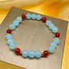 Pulsera de cristal simple diseño de nicho femenino pulsera azul marino elegante lujo ligero de alta calidad pulsera exquisita para novia