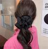 ¡Pesado! Anillo para el cabello estilo francés de intestino grueso súper grande con borde de oreja de madera, flor de satén elegante, cuerda para el cabello
