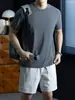 Camiseta Masculina Grid de Gelo Cool com Elasticidade de Nylon, Malha Respirável de Secagem Rápida, Manga Curta, Camiseta Esportiva Fina de Cor Sólida para o Verão