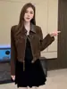 Otoño 2026 Nuevo Chaqueta Corta de Ante Holgada Adelgazante para Mujer Versátil Casual Moda Chaqueta de Solapa Top