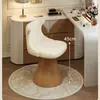 Silla de maquillaje tipo crema para habitaciones de niñas, taburete de tocador de alta gama, giratorio, con respaldo, especializado para tocadores de casa