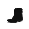 Botines Nuevos Otoño/Invierno 2026 con Borlas para Mujer Botas de Punta Cuadrada Color Sólido Casual Estilo Coreano Zapatos de Mujer Botas de Moda Clásicas Versátiles
