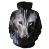Europa e Estados Unidos mais vendidos novo suéter com capuz de manga longa com estampa digital de lobo 3D ajuste relaxado casual vestuário externo masculino