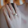 Anillo de Plata de Ley S925 con Perla para Mujer Diseño de Nicho Anillo Abierto Ajustable Anillo para el Dedo Índice de Lujo Accesible