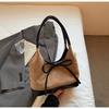 Bolso Tote de Ante con Empalme y Lazo, Bolso de Hombro Versátil para el Día a Día, Bolso de Mano de Diseño de Nicho Retro de Alta Gama