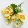 Ramo de crisantemo artificial estilo europeo, peonía, mango pequeño, flor de seda, flor artificial, decoración, estilo INS, flor pequeña, orquídea, peonía