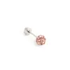 Moda Estilo Coreano Pendientes de Botón de Bola de Diamante de 5 mm, Rosca Giratoria de Doble Extremo Fondo Plano Pendientes Nuevos para Mujer