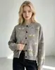 Cardigã de tricô de alpaca com gola redonda, estilo europeu e americano, transfronteiriço, novo casaco suéter de outono/inverno, corte solto, abotoamento simples
