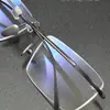 Armazones de Gafas sin Montura Bicolor para Hombre, Titanio Puro Ultraligero, Aptos para Lentes de Graduación, Armazón Cuadrado Simple Elegante para Negocios de Hombre, Modernos