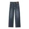 Jeans Vintage para Mujer Otoño e Invierno 2024 Nuevos de Cintura Alta Adelgazantes que Cubren las Caderas Forrados de Borrego Engrosados Rectos de Pierna Ancha