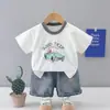 Ropa de Verano para Niños de 1 a 4 Años, Ropa para Bebés de 2 Años, Conjunto de Manga Corta con Tema de Coches para Niños de 3 Años, Conjunto de Dos Piezas de Ropa de Verano para Niños de 5 Años