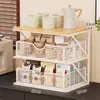 Estante de almacenamiento de escritorio para sala de estar, estante de almacenamiento tipo cajón para cafetera, caja de almacenamiento multicapa para snacks y tazas para cocina