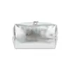 Bolsa de Cosméticos de Cuero Suave Plateada Impermeable Portátil Bolsa de Almacenamiento para Objetos Pequeños Bolsa de Almacenamiento Portátil de Tres Piezas para Viajes de Negocios