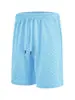 Ropa de hombre transfronteriza europea y americana en stock: pantalones cortos casuales para hombre de verano, holgados, color liso, tela jacquard, con cordón, y pantalones de playa