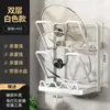 Suporte de Tampas de Panela de Cozinha Rack de Armazenamento de Cozinha de Bancada Vertical de Uso Duplo Suporte Vertical para Espátula Dispositivo de Posicionamento de Tábua de Corte