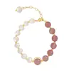 Pulseira de Pérola Natural Feminina Pulseira Popular Estudante Melhor Amiga Estilo K Simples Ins Design de Nicho Joia de Mão Personalizada Tendência