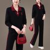 Nuevo Traje Deportivo Casual de Primavera y Otoño para Mujer, Cuello Polo, Manga Larga, Ropa de Entrenamiento Fitness, Algodón Transpirable, Conjunto de Dos Piezas