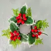 Portavelas Navideño de Bayas Rojas para Nuevo Producto Transfronterizo Corona de Frutas Rojas Suministros de Decoración Navideña Arreglo de Decoración de Mesa