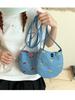 2025 Nuevo Japonés y Coreano Lindo de Un Hombro Bordado Denim Nicho Moda Versátil Bolsa para Teléfono Móvil Crossbody Bolsa de Viaje para Mujeres