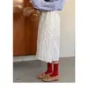 Saia Midi de Renda Dupla com Fenda Lateral, Novo Estilo de Outono Antecipado de Dongdaemun, Coreia, com Design Único e Bordas Franzidas