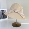 Sombrero de Pescador Grande con Lazo Estilo Japonés para Mujer, Sombrero de Paja con Protección Solar para Verano, Elegante Sombrero de Sol, Sombrero para Vacaciones en la Playa, Moderno