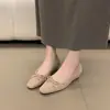 Zapatos retro Chuyuji de tacón de cuña con punta cuadrada y ante, nuevo estilo primavera y otoño, lazo, zapatos de abuela para commuting para mujer, doble uso