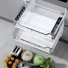 Cesta extraíble de acero inoxidable duradero para cocina, escurreplatos de doble capa tipo cajón, estante de almacenamiento para gabinetes para condimentos, tazones y palillos