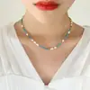 Colar Corrente Feminino Corrente Clavícula Celebrante Cibernético Pedra Pérola de Água Doce Natural Design de Nicho Corrente de Pescoço Acessórios de Corrente Tendência