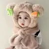 Bufanda Sombrero de Peluche de Dibujos Animados para Niños Otoño e Invierno Orejera Linda Integrada Sombrero de Bebé Cálido Sombrero de Muñeca Súper Lindo Resistente al Viento