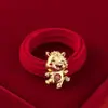 2026 Ano do Cavalo Rabo de Cavalo Vermelho Estilo Chinês Faixa de Cabelo Festiva de Ano Novo Anel para Coque Acessório de Cabelo