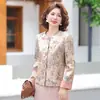 Roupas de outono para mãe: Novo casaco elegante com estampa estilo chinês para mulheres de meia-idade e idosas, estiloso e sofisticado, jovial e digno