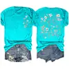Comercio Exterior Comercio Electrónico Transfronterizo Estación Independiente Amazon Amazon Día del Maestro Nuevo Estampado de Flores Algodón de Colores Camiseta para Mujer