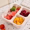 Fiambrera cuadrada de paja de trigo con 3 compartimentos para aperitivos y frutas, ideal para conservar la frescura, con tapa.